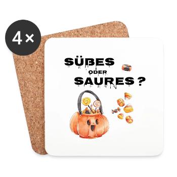Süßes oder Saures - Untersetzer (4er-Set) - Weiß - Vorne