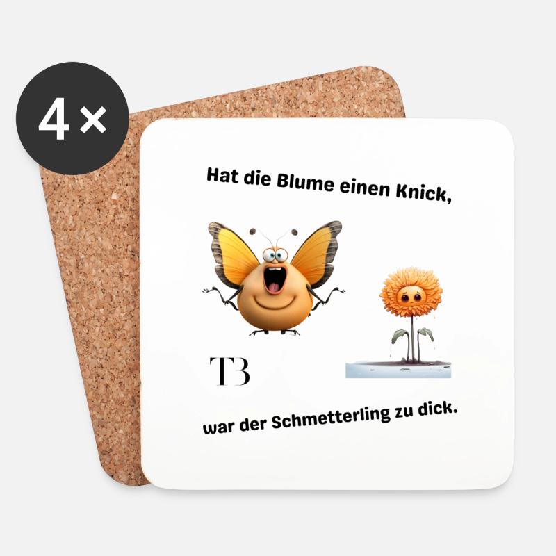 Dicker Schmetterling - Untersetzer (4er-Set) - Weiß