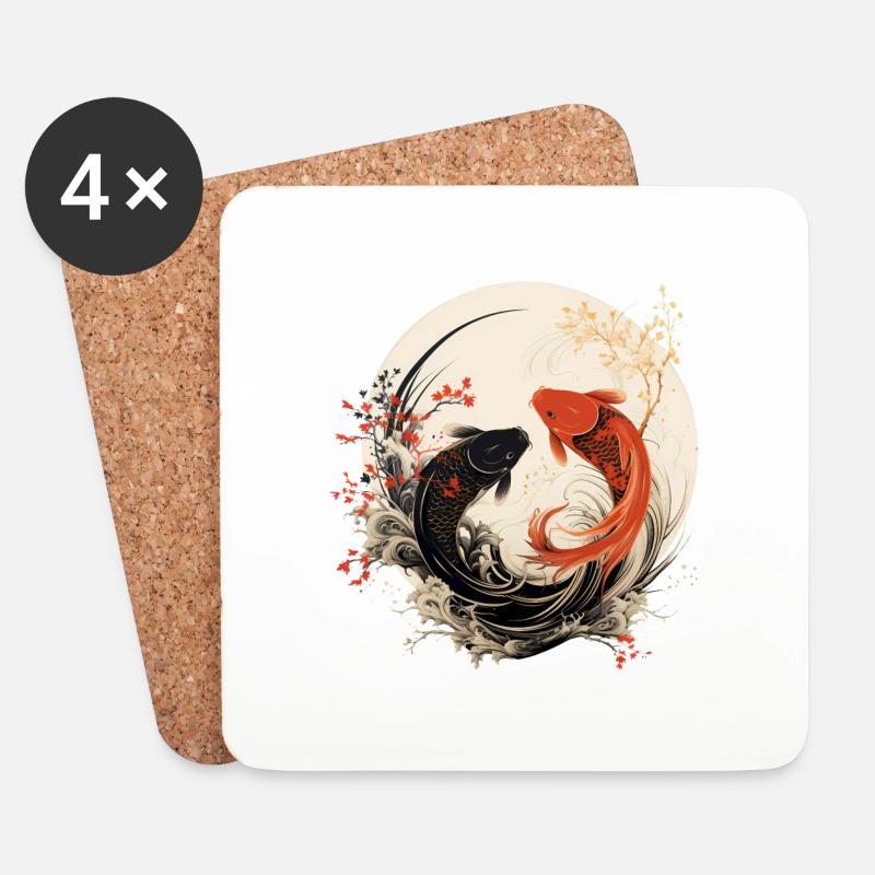 Japanischer Fisch - Untersetzer (4er-Set) - Weiß