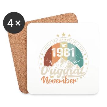 Les Légendes Sont Nées En Novembre 1981 Cadeau - Dessous de verre (lot de 4) - blanc - Devant