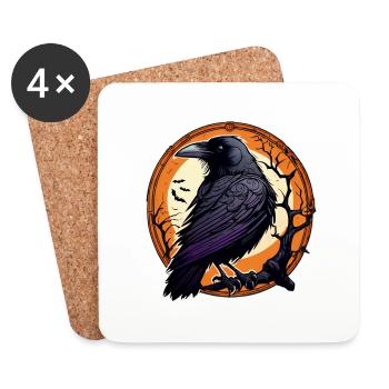 Halloween oder Hard Rock - Raven - Untersetzer (4er-Set) - Weiß - Vorne