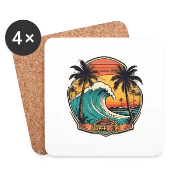 Surfen Strand Palme Sonnenschein Urlaub - Untersetzer (4er-Set) - Weiß - Vorne