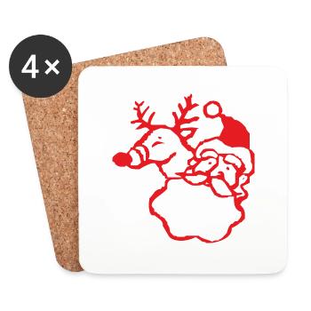 Santa Claus Reindeer - Coasters (set of 4) - white - Front