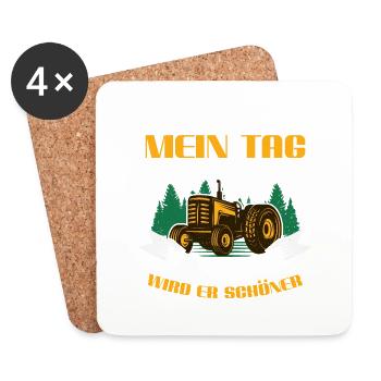 Auf dem Traktor wird er schöner Trecker Bauer - Untersetzer (4er-Set) - Weiß - Vorne