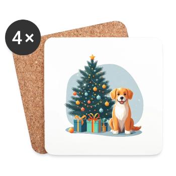 Labrador Christmas Weihnachtsbaum Geschenk - Untersetzer (4er-Set) - Weiß - Vorne