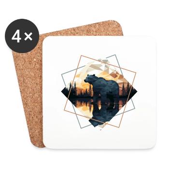 Ours abstrait dans les montagnes - Dessous de verre (lot de 4) - blanc - Devant