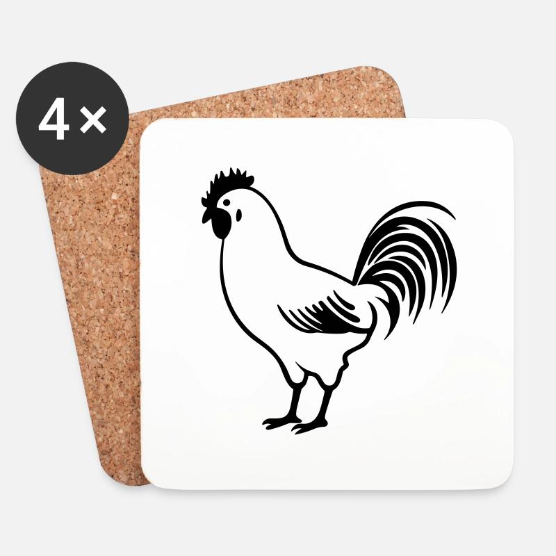 Huhn - Untersetzer (4er-Set) - Weiß