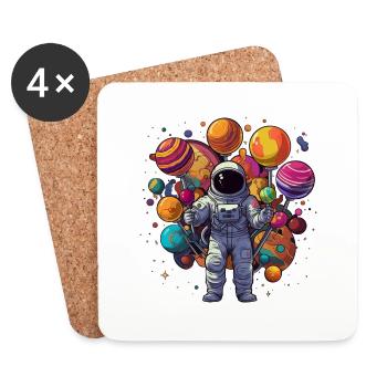 Astronaut with planet lollipops in hands - Coasters (set of 4) - white - Front
