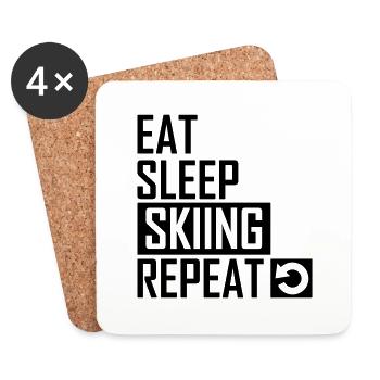 Manger dormir skier répétiteur skieur - Dessous de verre (lot de 4) - blanc - Devant