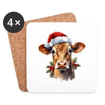 Christmas Cow Ideal for Farmers & Farmers - Coasters (set of 4) - white - Front