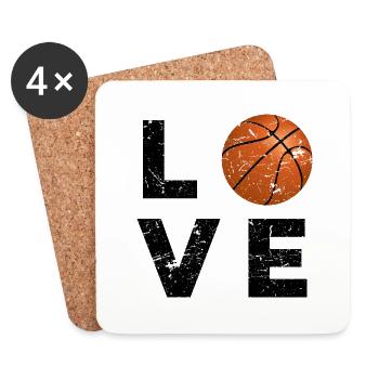 Basketball amour - Dessous de verre (lot de 4) - blanc - Devant