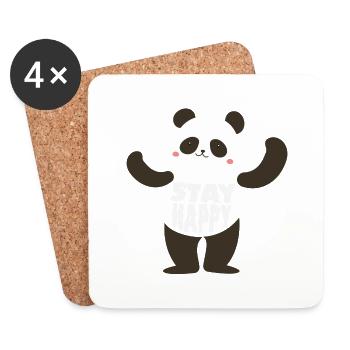 Restez heureux Panda - Dessous de verre (lot de 4) - blanc - Devant