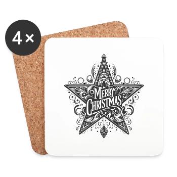 Vintage Weihnachtsstern - Untersetzer (4er-Set) - Weiß - Vorne