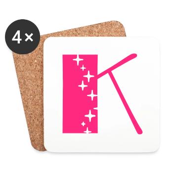 Buchstabe K Glitzer - Untersetzer (4er-Set) - Weiß - Vorne