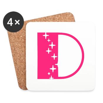 Buchstabe D Glitzer - Untersetzer (4er-Set) - Weiß - Vorne