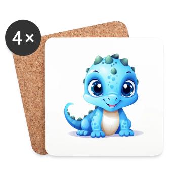 Adorable blue dino baby - Coasters (set of 4) - white - Front