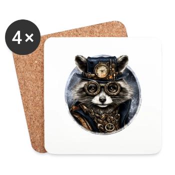 Steampunk Raccoon - Coasters (set of 4) - white - Front