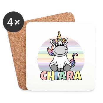 Chiara Unicorn Name - Coasters (set of 4) - white - Front