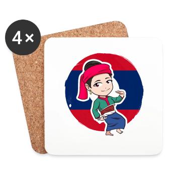 Laos Lao Laotian Flag Elephant Lao I Gift - Coasters (set of 4) - white - Front