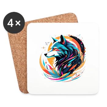 Wolf and Mountain - Protective Nature - Coasters (set of 4) - white - Front