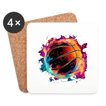 Basketball im grellen Kunst Design für Sport Fans - Untersetzer (4er-Set) - Weiß - Vorne