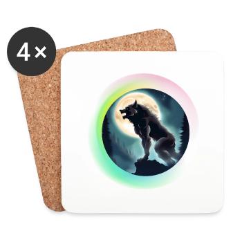 loup-garou vous regarde - Dessous de verre (lot de 4) - blanc - Devant