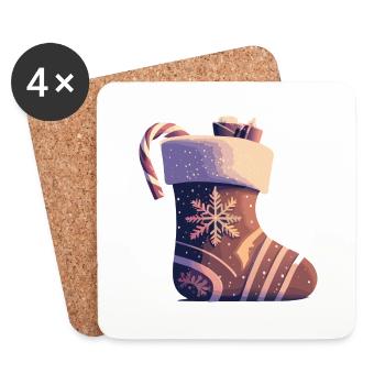 Bas de Noël - Dessous de verre (lot de 4) - blanc - Devant