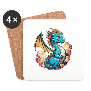 bébé dragon asiatique - japon - chinoise - Dessous de verre (lot de 4) - blanc - Devant
