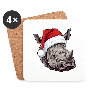 Tête de rhinocéros Noël Noël - Dessous de verre (lot de 4) - blanc - Devant