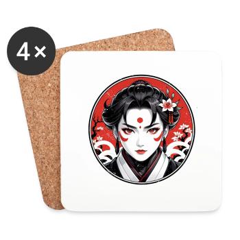 Samurai Warrior - Japan - Demon - Coasters (set of 4) - white - Front