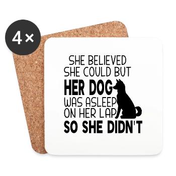 She Believed She Could but Her Dog was Asleep - Coasters (set of 4) - white - Front