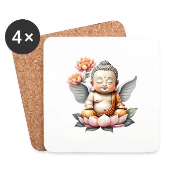 Baby Buddha - meditation yoga relaxation - Coasters (set of 4) - white - Front