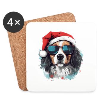 Magical Golden Retriever Christmas Dog in the Snow - Coasters (set of 4) - white - Front