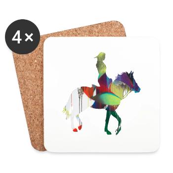 equestrian,equestrian,racing,riding,tournament riding - Coasters (set of 4) - white - Front