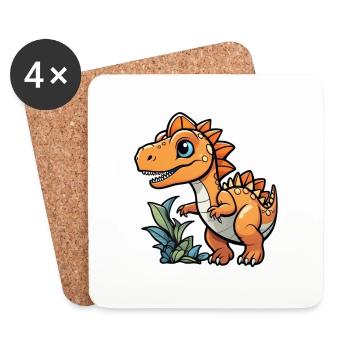 Cartoon Dinosaur - Coasters (set of 4) - white - Front
