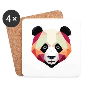 Panda Low Poly - Coasters (set of 4) - white - Front