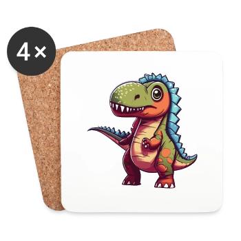 T-Rex confus - Dessous de verre (lot de 4) - blanc - Devant