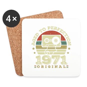 Original Vintage Jubiläums-Geschenkidee 1971 - Untersetzer (4er-Set) - Weiß - Vorne