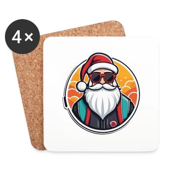 Santa Claus Christmas Drawing - Coasters (set of 4) - white - Front
