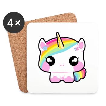 Bébé licorne - Dessous de verre (lot de 4) - blanc - Devant