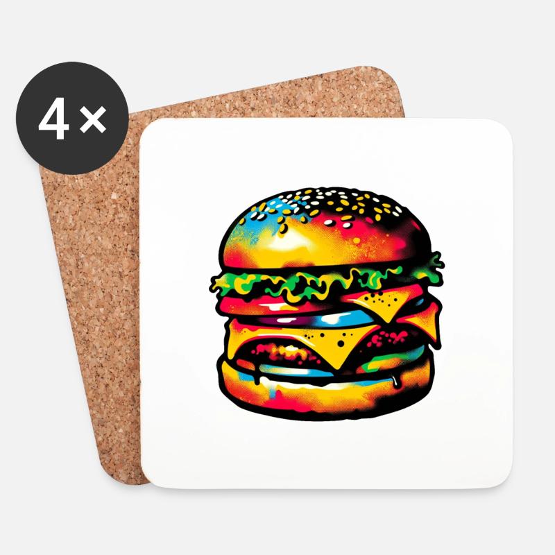 Fleisch essen | Grillen - Untersetzer (4er-Set) - Weiß