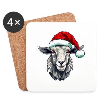 Ziege Xmas Weihnachten Tier Kopf - Untersetzer (4er-Set) - Weiß - Vorne