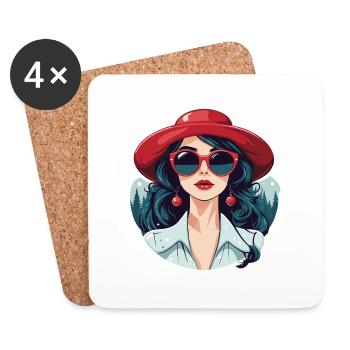 Mädchen Weihnachten Illustration - Untersetzer (4er-Set) - Weiß - Vorne