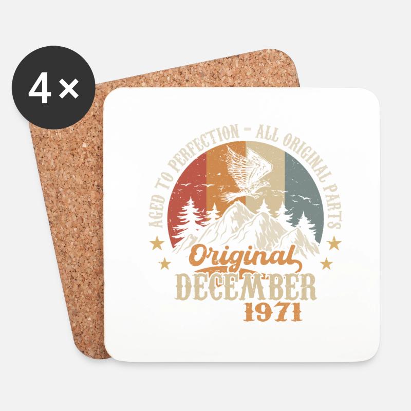 Dezember 1971 Jubiläum 1971 Legenden Dezember - Untersetzer (4er-Set) - Weiß