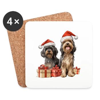 Merry Christmas Dogs - Untersetzer (4er-Set) - Weiß - Vorne