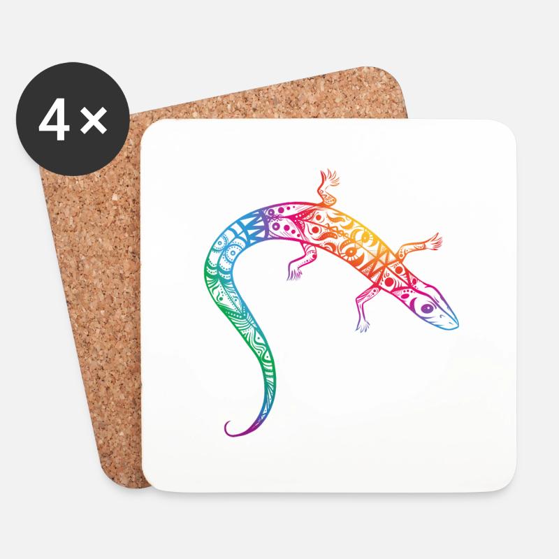 Bunte Eidechse - Untersetzer (4er-Set) - Weiß