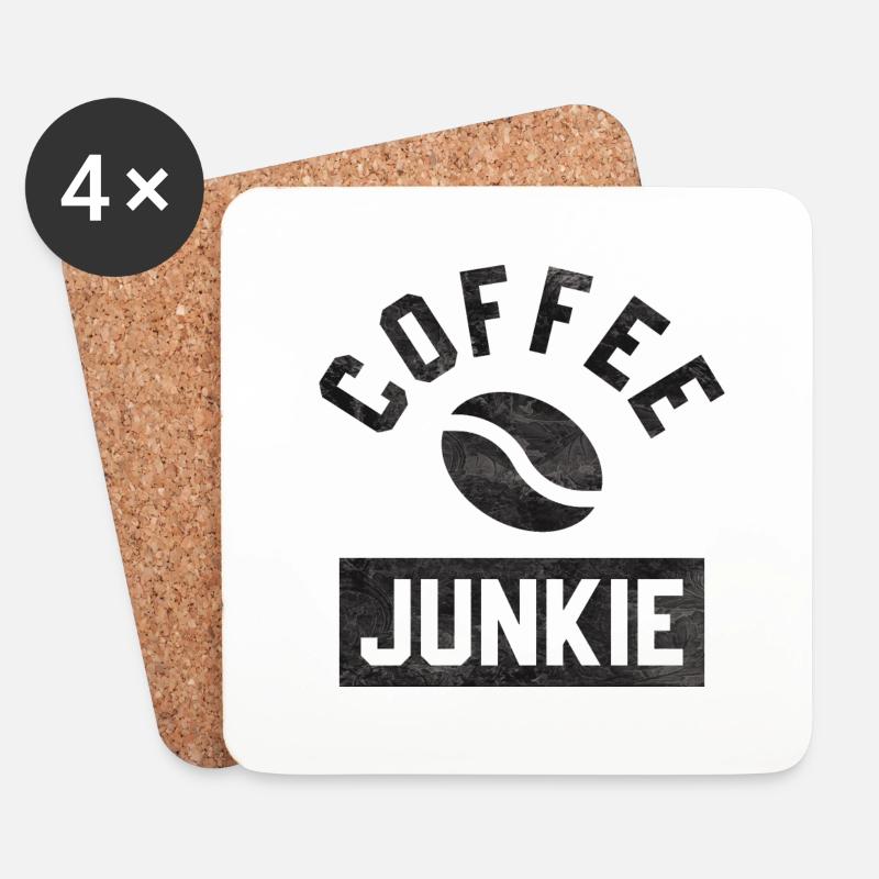 Coffee Junkie - Untersetzer (4er-Set) - Weiß