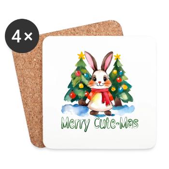 Joyeux lapin mignon - Dessous de verre (lot de 4) - blanc - Devant