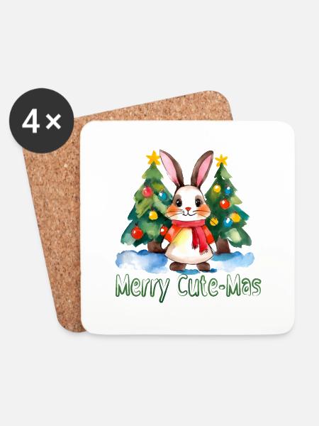 Fröhlicher süßer Mas-Hase - Untersetzer (4er-Set) - Weiß