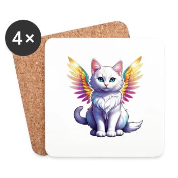 Cat with Wings - Coasters (set of 4) - white - Front